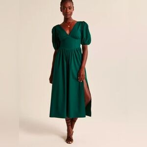 Abercrombie Emerald Green corset midi dress